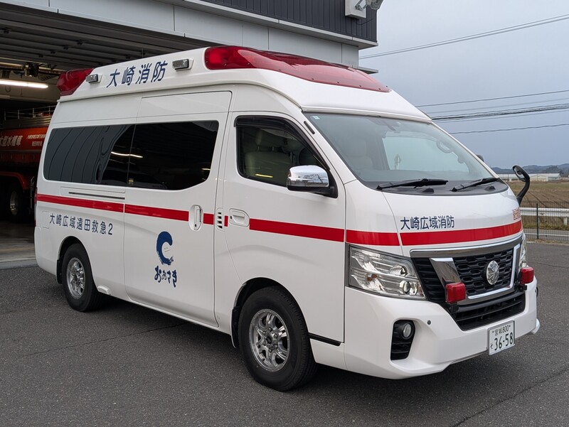 救急2号車（遠田消防署）の前方